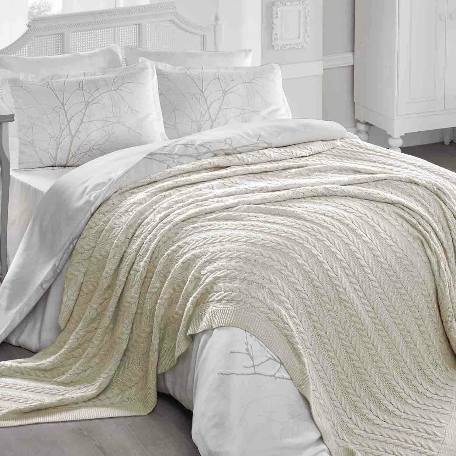 Ca15002 Örgü Battaniye Naturel