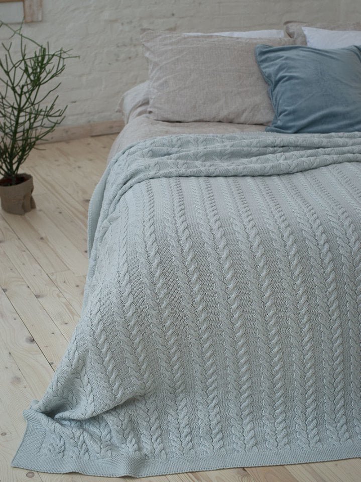 Ca15002 Örgü Battaniye Aqua