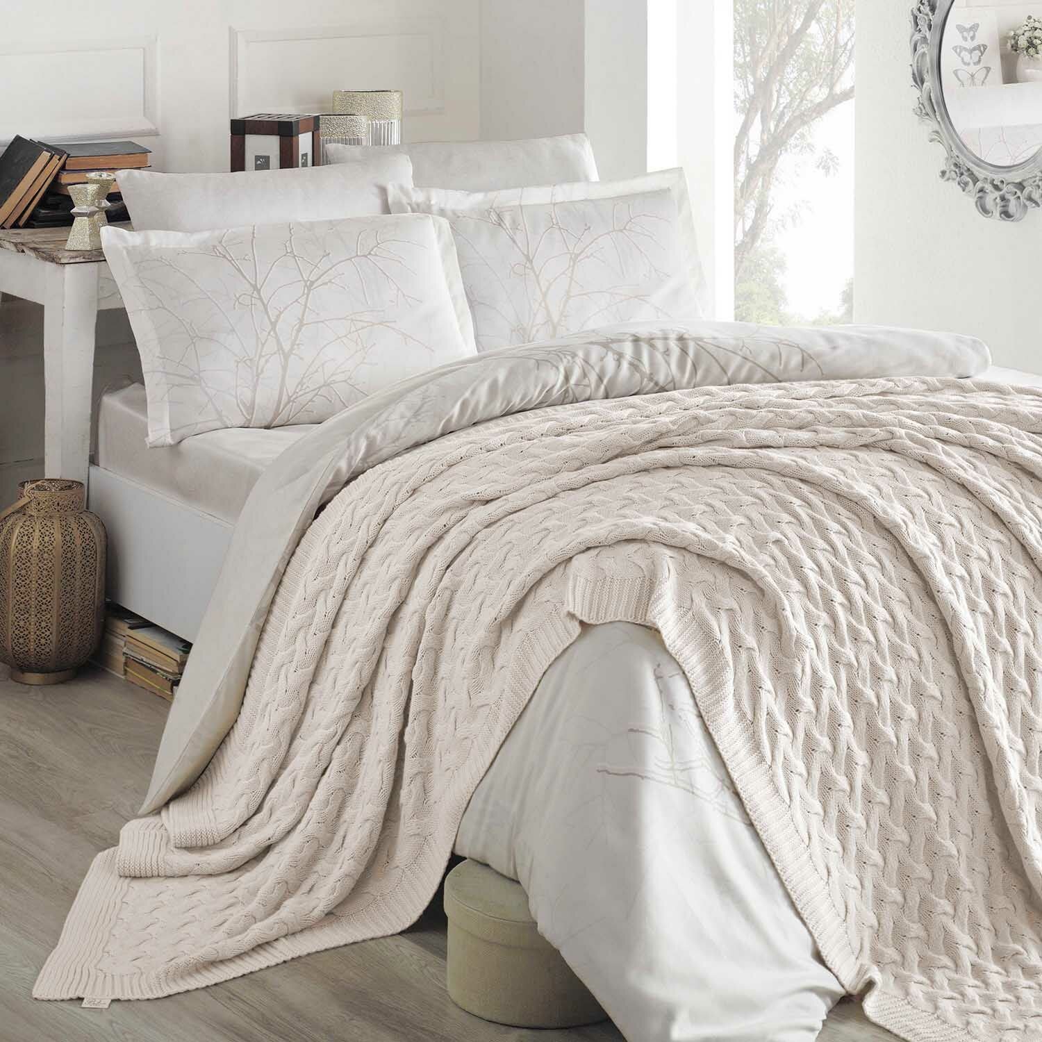 CA16001 Örgü Battaniye Naturel