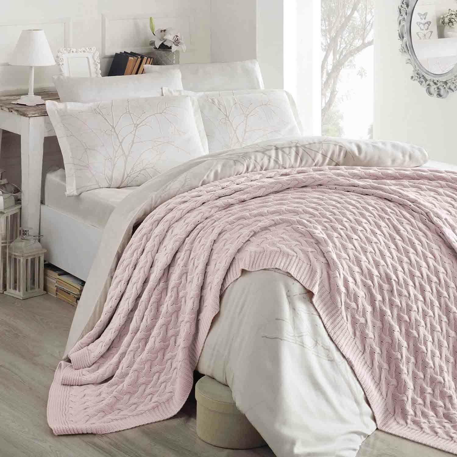 CA16001 Örgü Battaniye Pudra