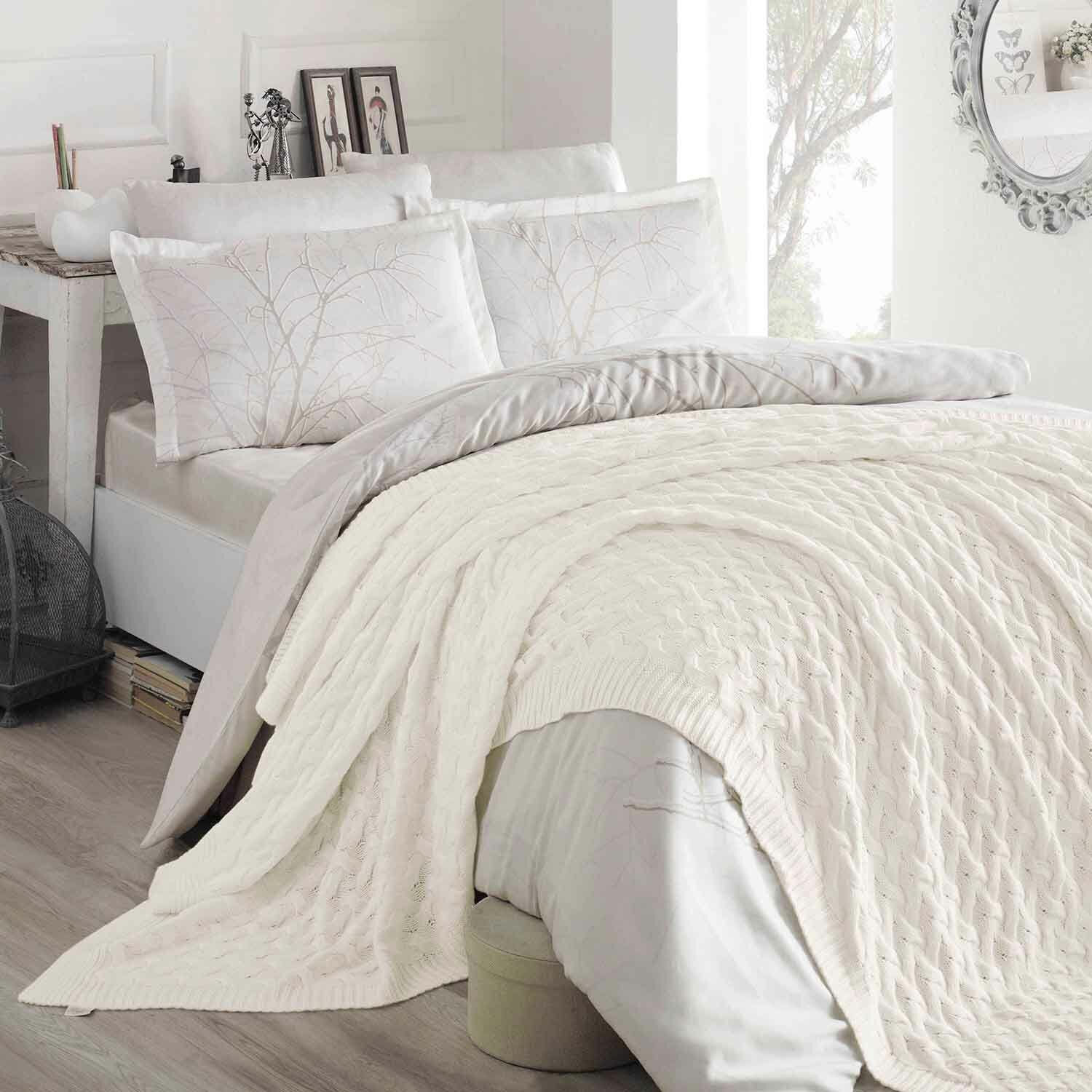 CA16001 Örgü Battaniye Ekru