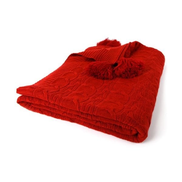 Ta11002 Örgü Koltuk Şalı KIRMIZI