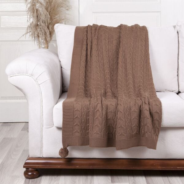 Ta11002 Örgü Koltuk Şalı VİZON