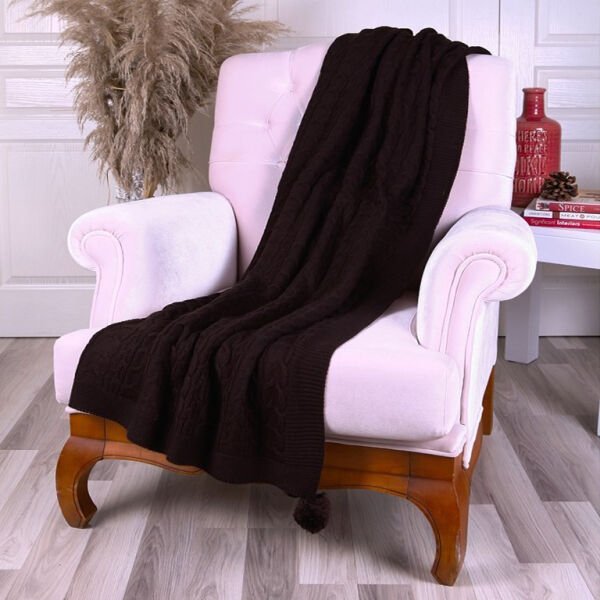 Ta11002 Örgü Koltuk Şalı KAHVE