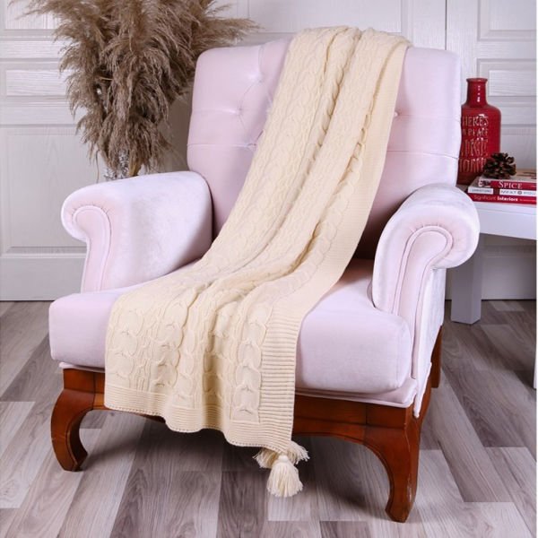 Ta11002 Örgü Koltuk Şalı NATUREL