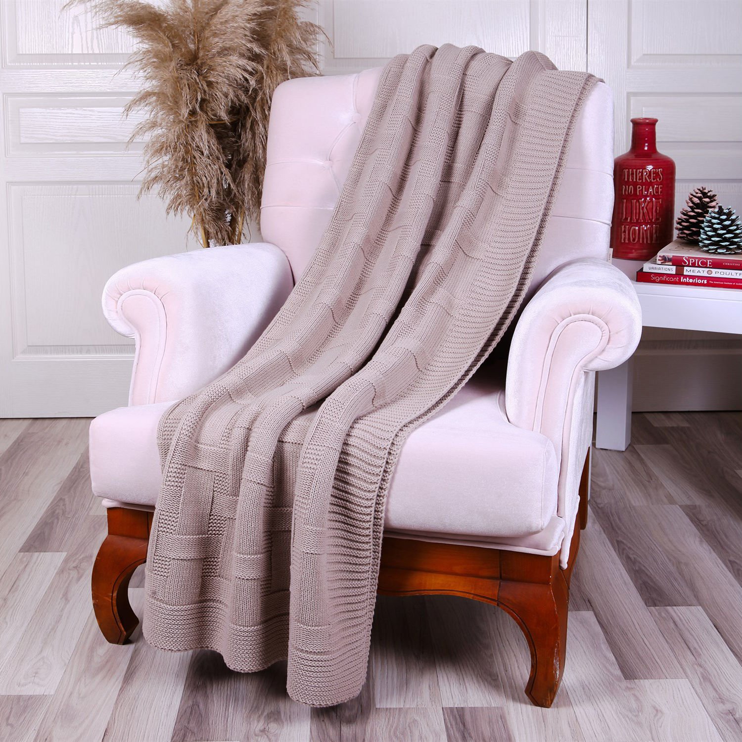 TA11019 Örgü Koltuk Şalı Bej