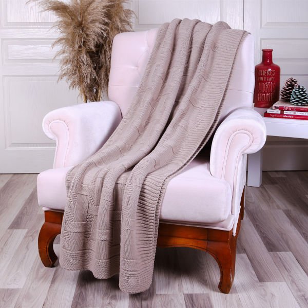 TA11019 Örgü Koltuk Şalı Bej