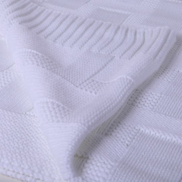 TA11019 Örgü Koltuk Şalı Beyaz