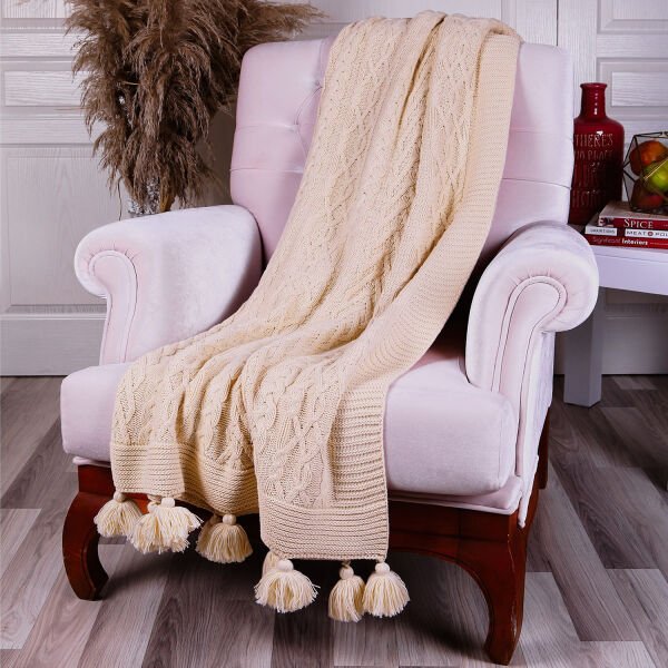 Ta13002 Örgü Koltuk Şalı NATUREL