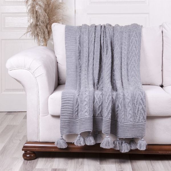 Ta13002 Örgü Koltuk Şalı GRİ