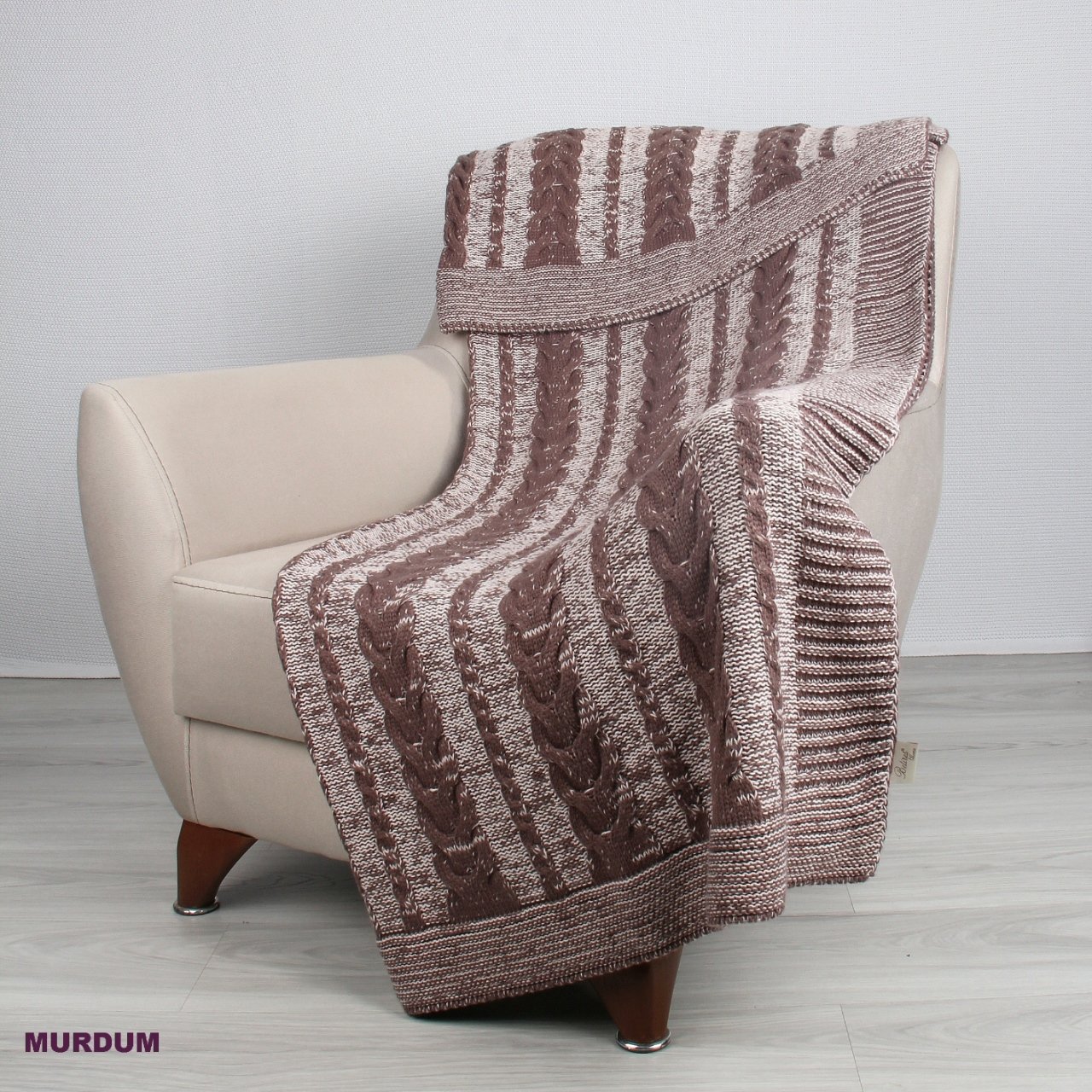 TA14010 Örgü Koltuk Şalı Mürdüm
