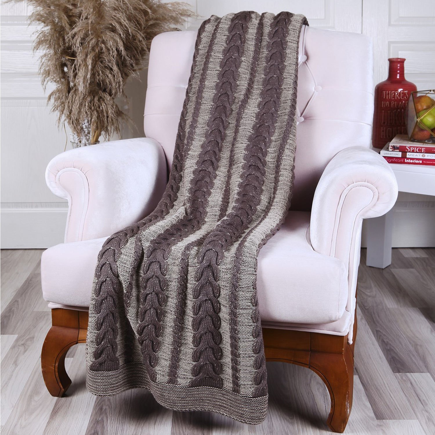 TA14010 Örgü Koltuk Şalı Moka