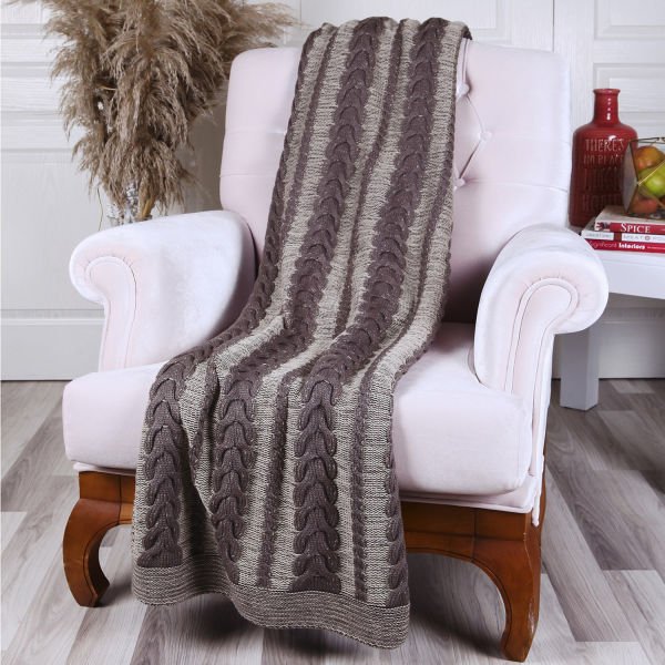 TA14010 Örgü Koltuk Şalı Moka