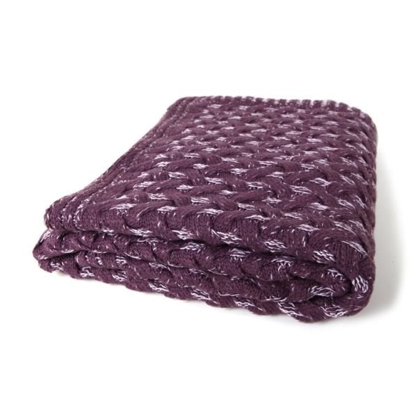 TA14011 Örgü Koltuk Şalı Mürdüm