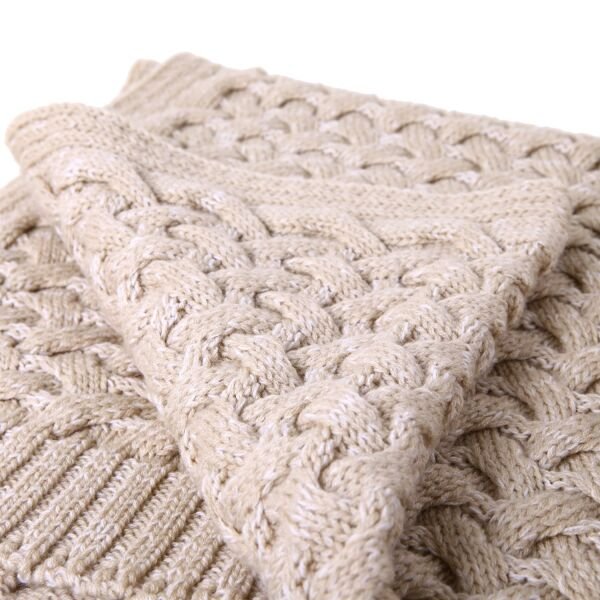 TA14011 Örgü Koltuk Şalı Bej