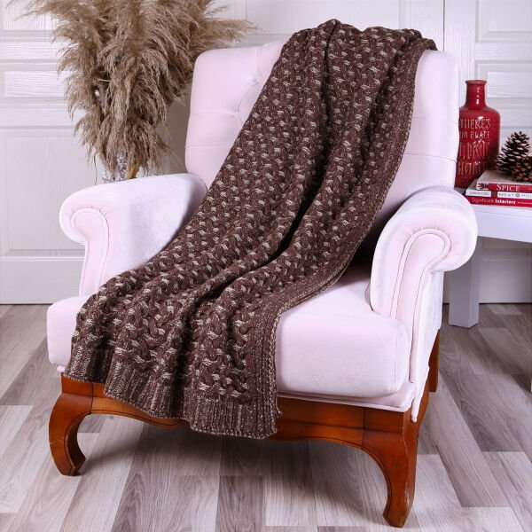 TA14011 Örgü Koltuk Şalı Moka