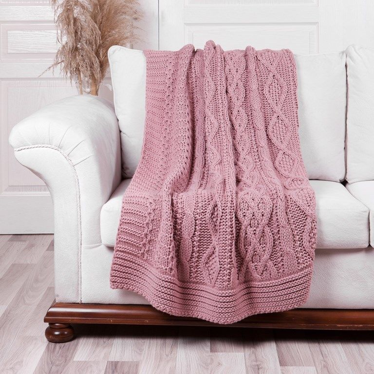 Ta14017 Örgü Koltuk Şalı Pudra