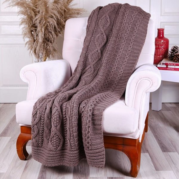 Ta14017 Örgü Koltuk Şalı Moka