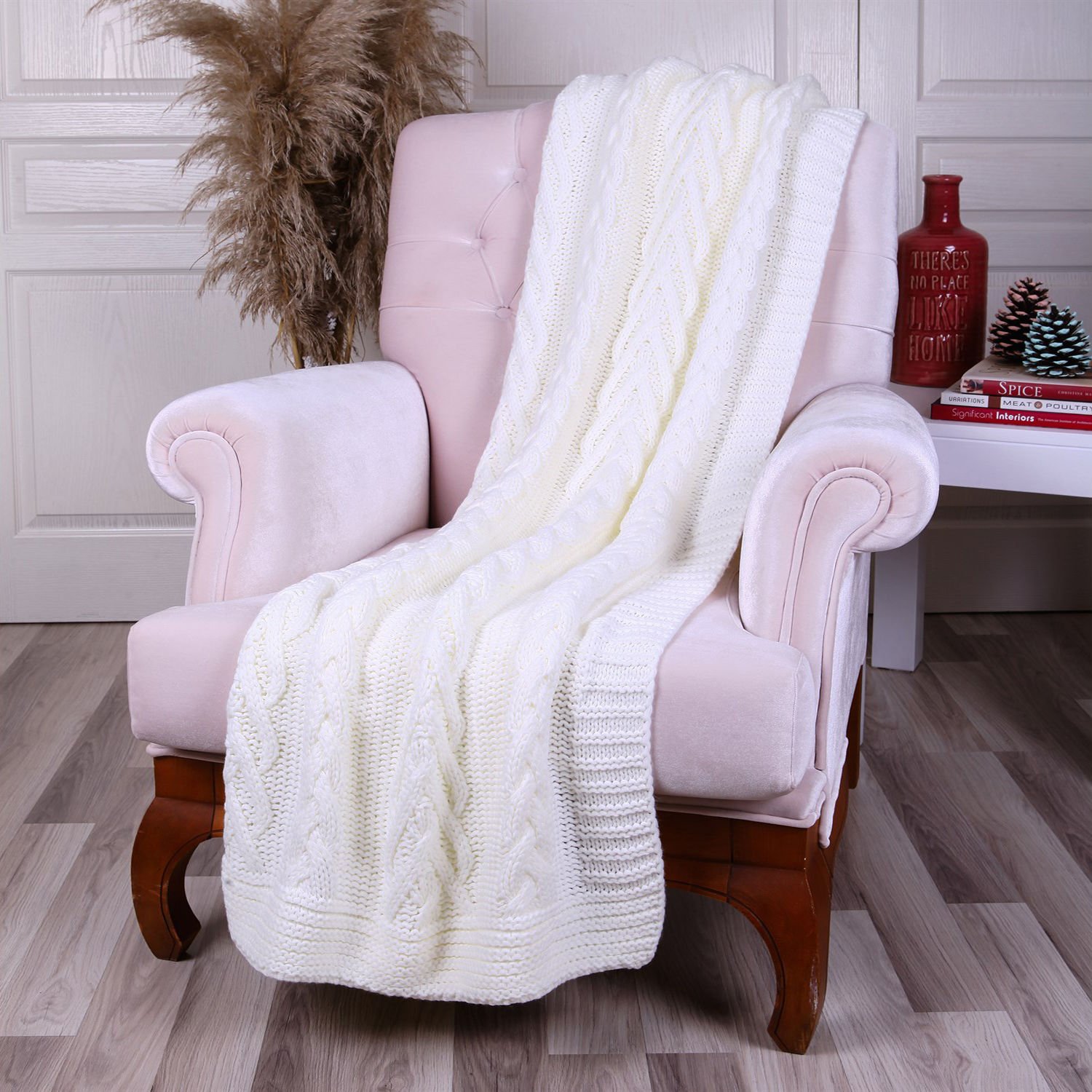 Ta14018 Örgü Koltuk Şalı Ekru