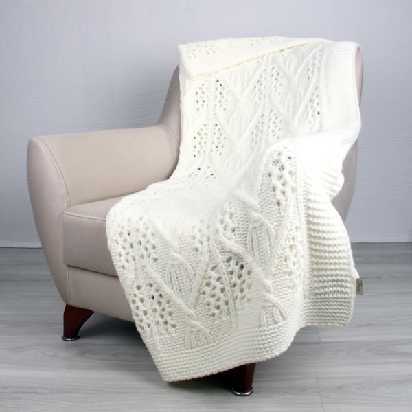 TA14019 Örgü Koltuk Şalı Ekru