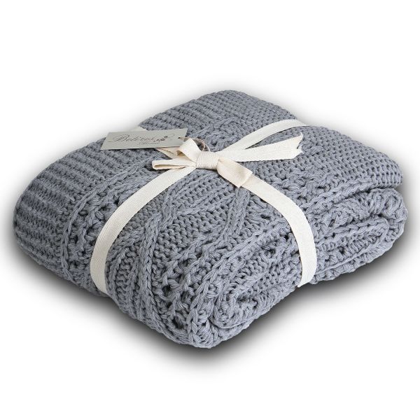 TA14019 Örgü Koltuk Şalı Gri