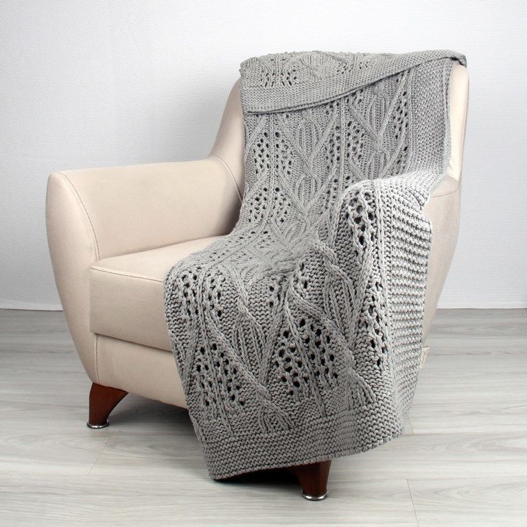 TA14019 Örgü Koltuk Şalı Gri