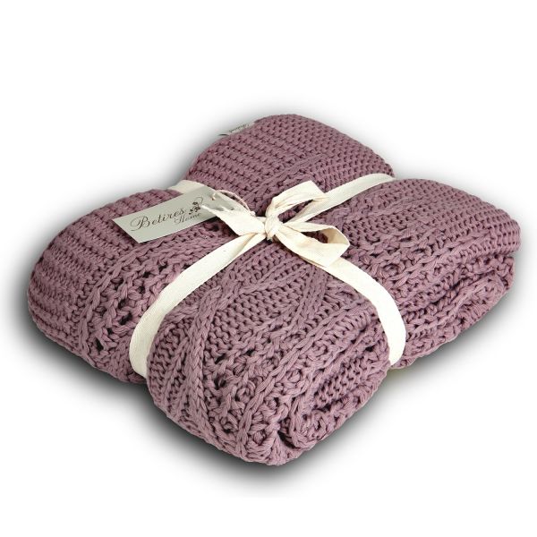 TA14019 Örgü Koltuk Şalı Pudra