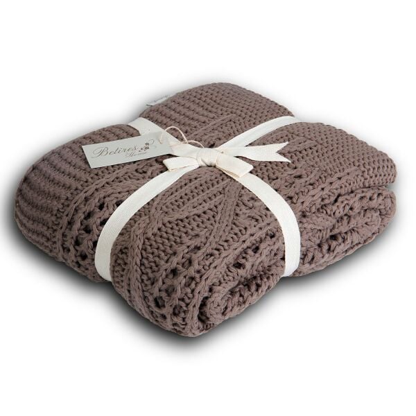 TA14019 Örgü Koltuk Şalı Moka