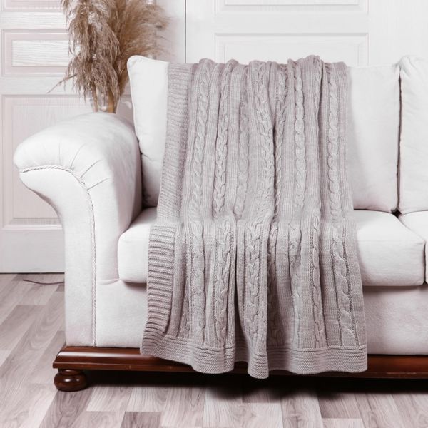 TA15003 Örgü Koltuk Şalı Bej