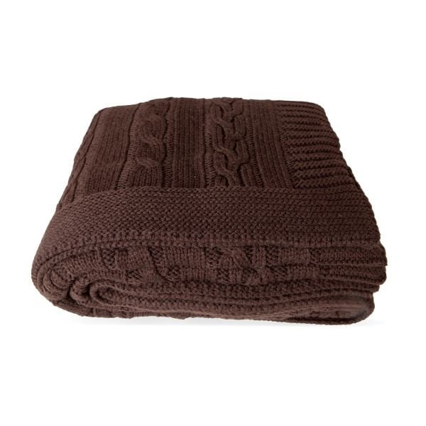 TA15003 Örgü Koltuk Şalı Kahve