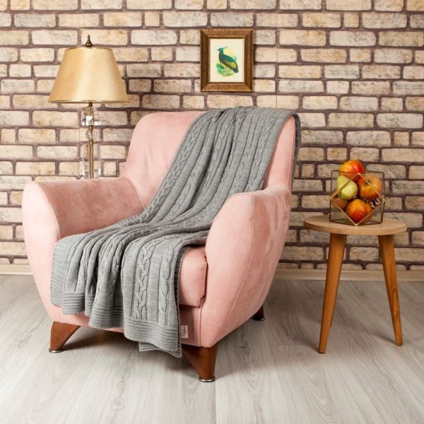 TA15003 Örgü Koltuk Şalı Gri