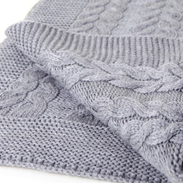 Ta15005 Örgü Koltuk Şalı AÇIK GRİ