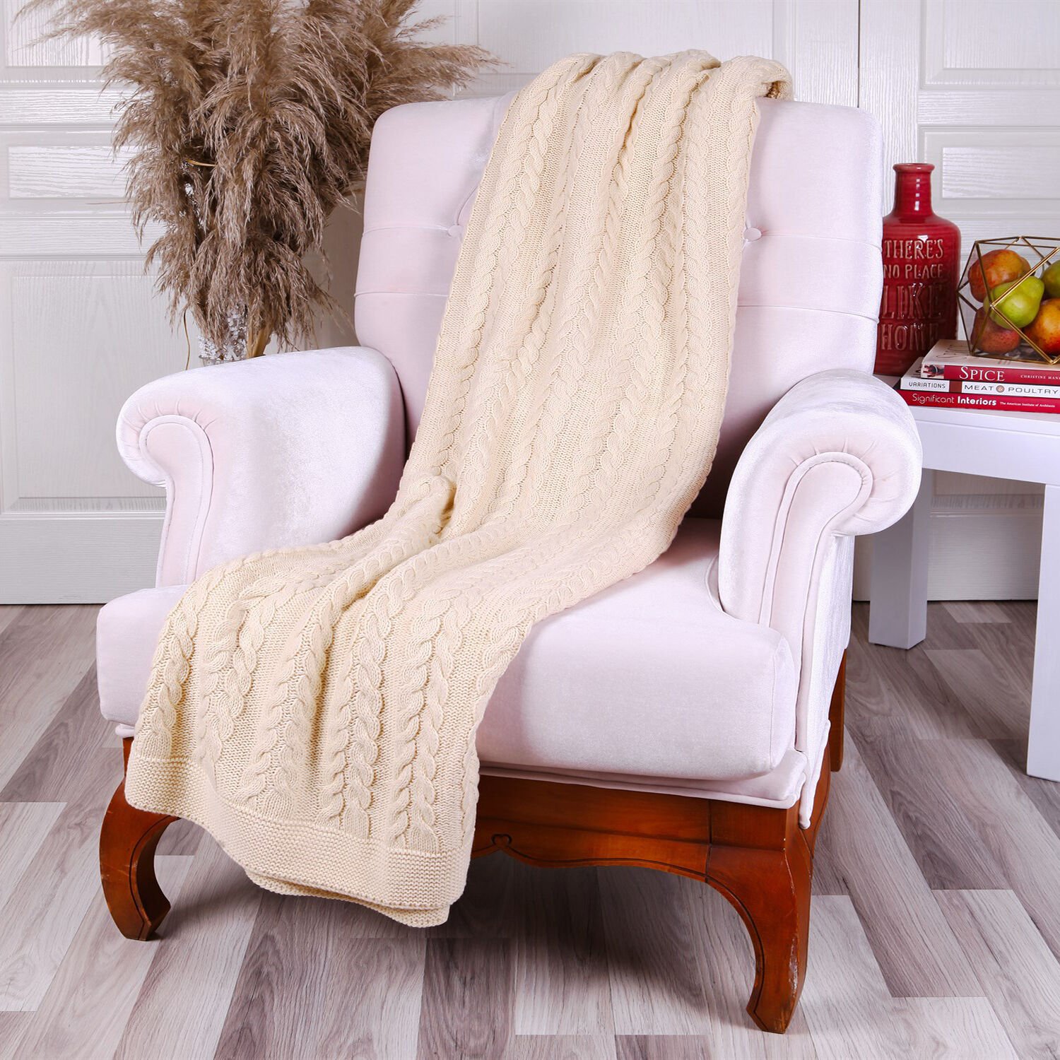 Ta15005 Örgü Koltuk Şalı NATUREL