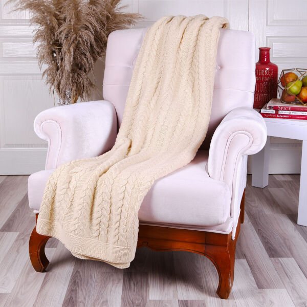 Ta15005 Örgü Koltuk Şalı NATUREL