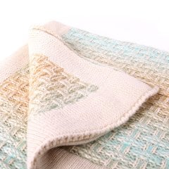 TA15009 Örgü Koltuk Şalı Bej - Yeşil