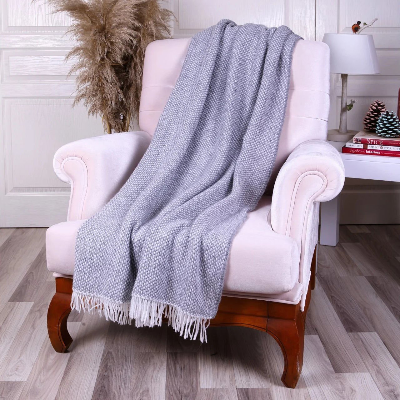 Ta17511 Örgü Koltuk Şalı Gri