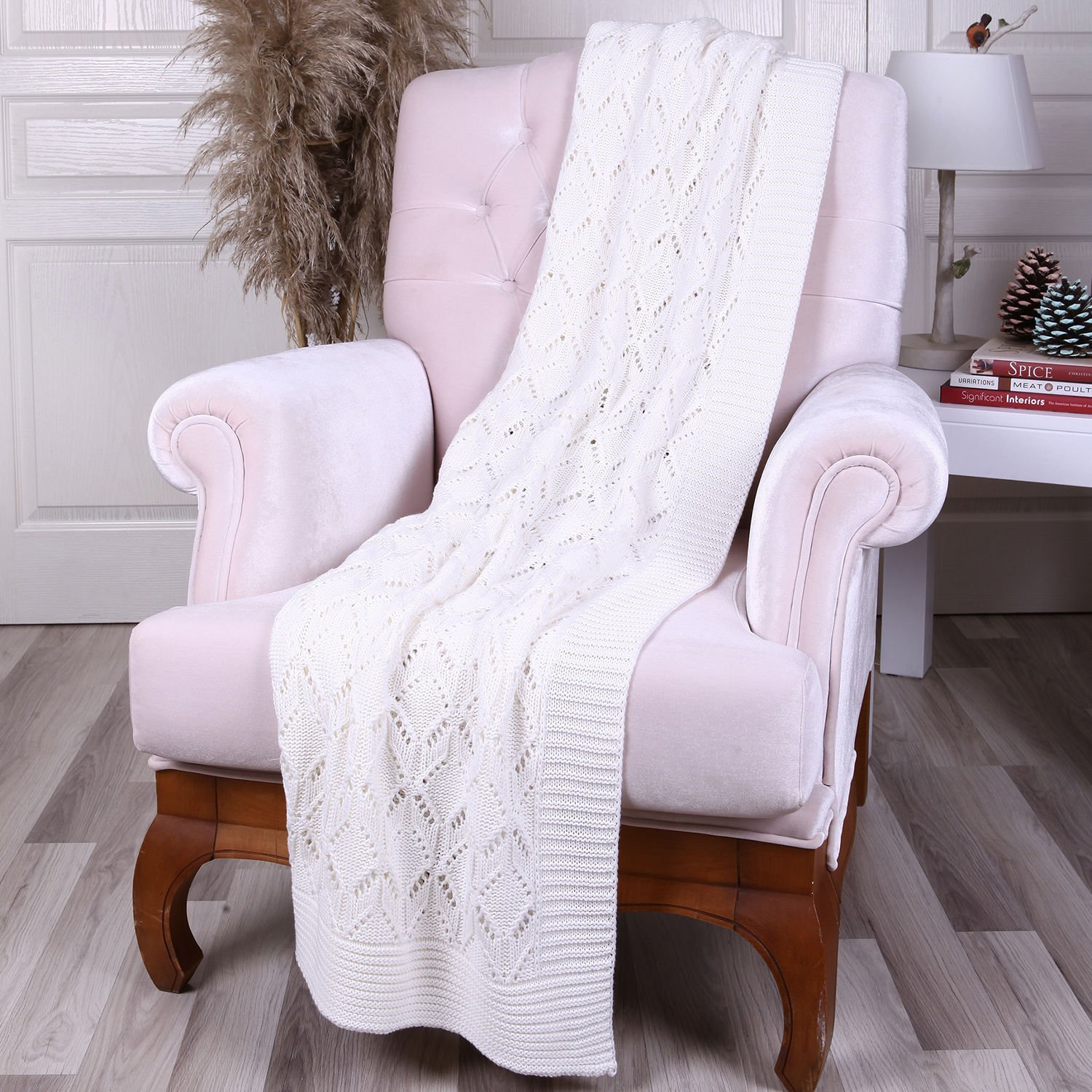 Tp12014 Örgü Koltuk Şalı Ekru