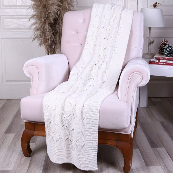 Tp12014 Örgü Koltuk Şalı Ekru