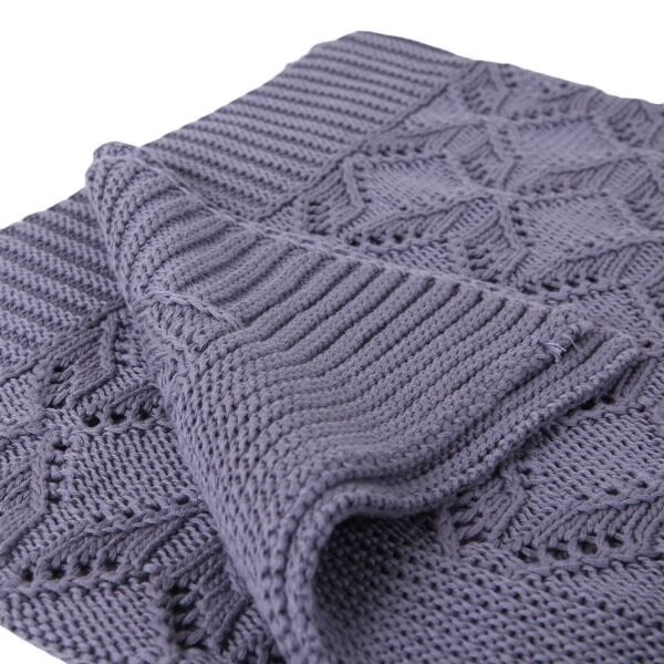 Tp12014 Örgü Koltuk Şalı Koyu Gri