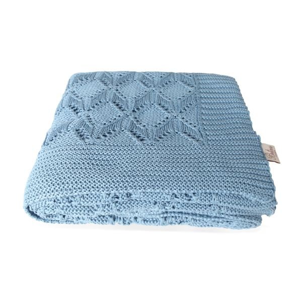 Tp12014 Örgü Koltuk Şalı Mavi