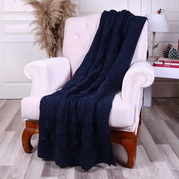 Tp12014 Örgü Koltuk Şalı Lacivert