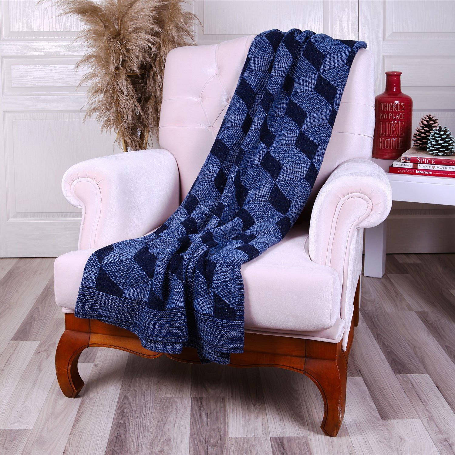 TP14015 Örgü Koltuk Şalı İndigo