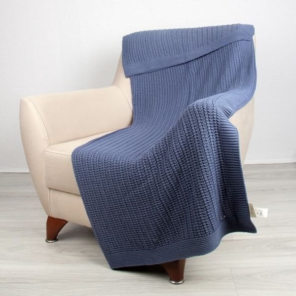 TP14021 Örgü Koltuk Şalı İndigo