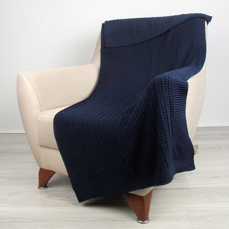 TP14021 Örgü Koltuk Şalı Lacivert