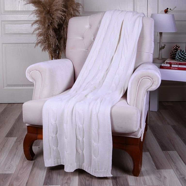 Tp14022 Örgü Koltuk Şalı Ekru