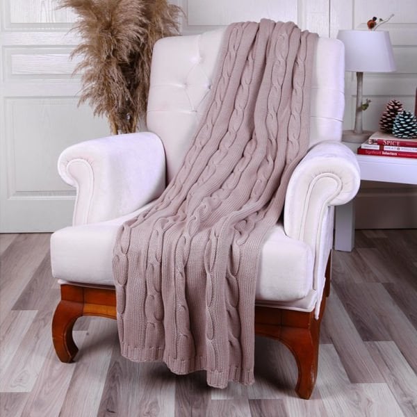 Tp14022 Örgü Koltuk Şalı Bej