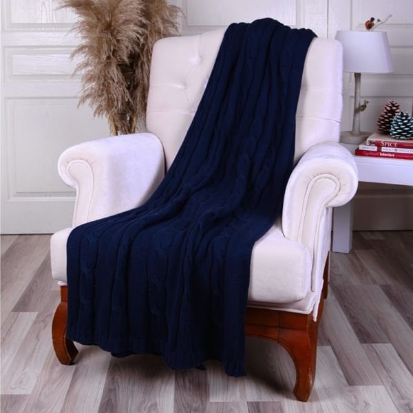 Tp14022 Örgü Koltuk Şalı Lacivert