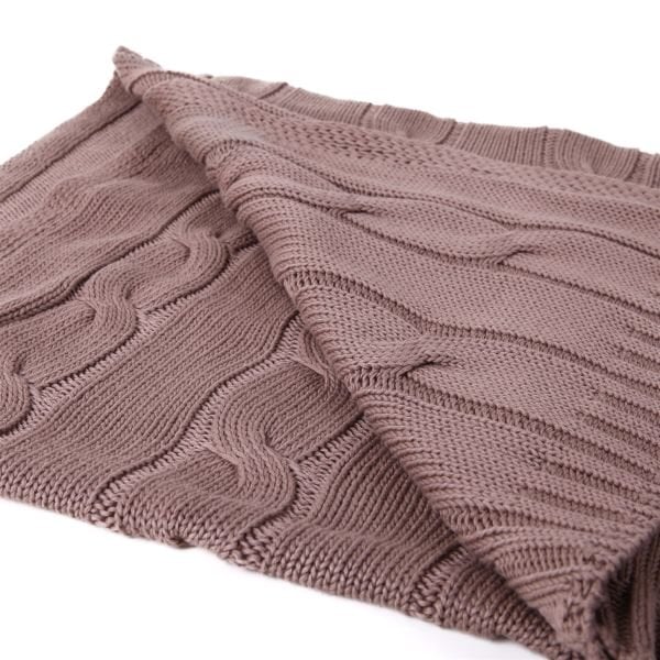 Tp14022 Örgü Koltuk Şalı Açık Kahve