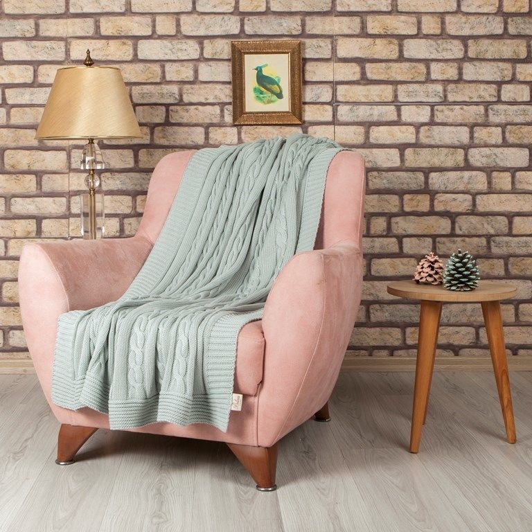 TP14026 Örgü Koltuk Şalı Mint