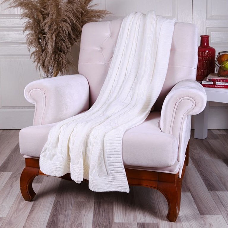 TP14026 Örgü Koltuk Şalı Ekru